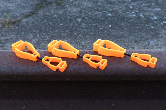 Pack of 3 - Orange Plastic Glove Clips