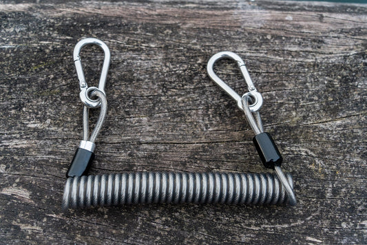 2000mm Coiled Lanyard with Stainless Steel Carabiners