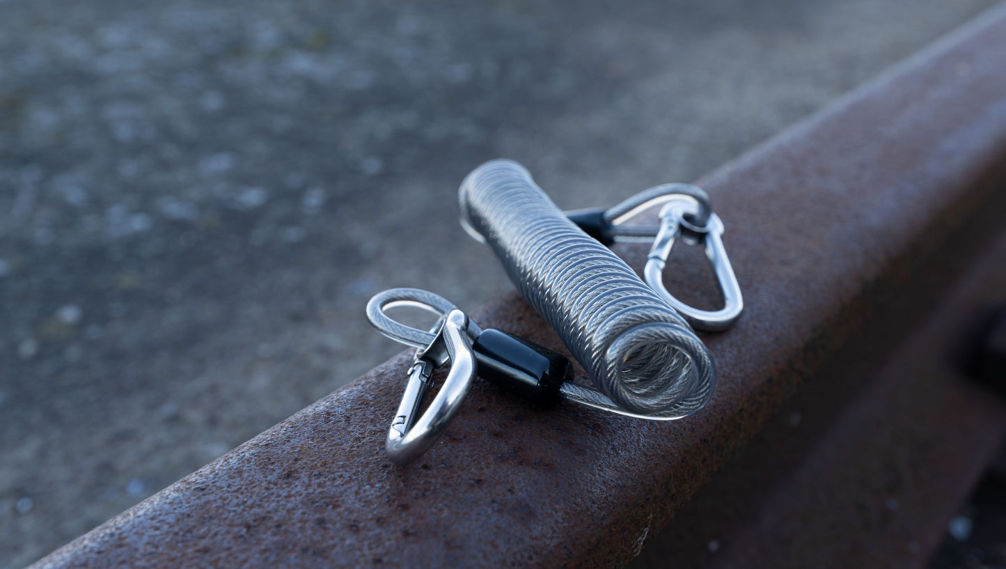 2000mm Coiled Lanyard with Stainless Steel Carabiners